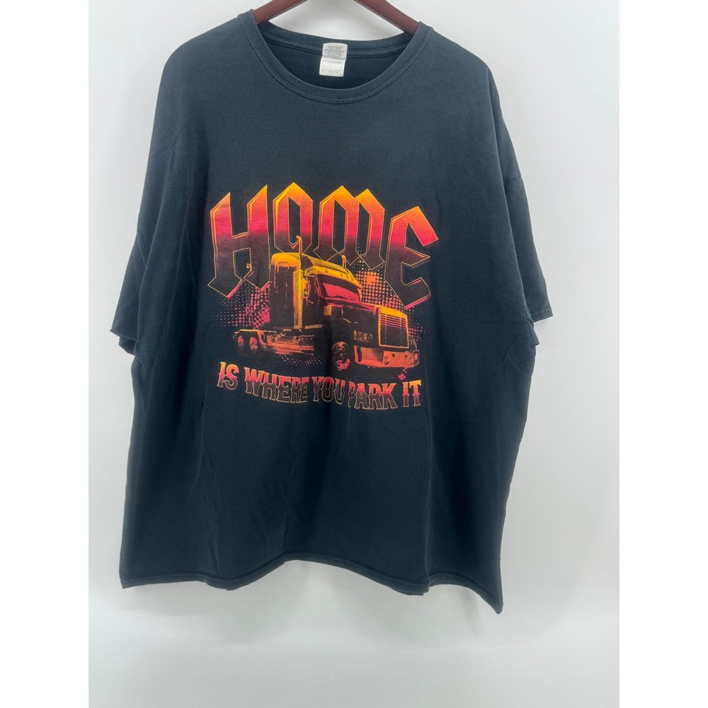 Gildan Heavy Cotton Black Trucker Home is Where You Park It T Shirt 3XL